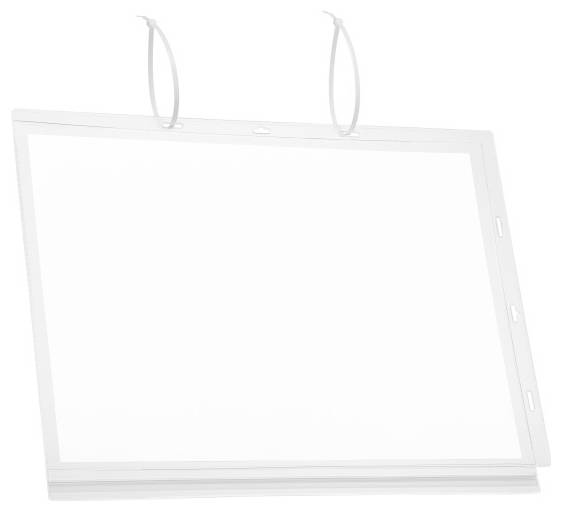 A blank, transparent presentation slide with two holders at the top.