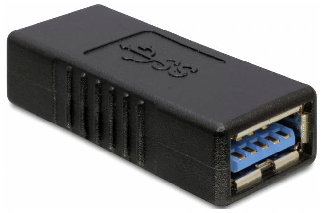 USB 3.0 Adapter with a black casing and blue internal components, designed for connecting USB devices with different plug types.