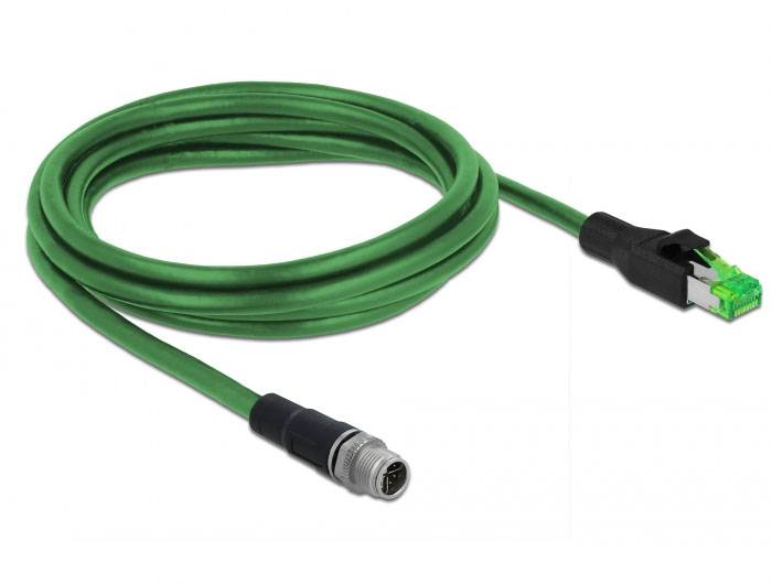 Delock 85438 RJ45 / M12 Network cable, patch cable SF/UTP 2.00 m Green 1 pc(s)