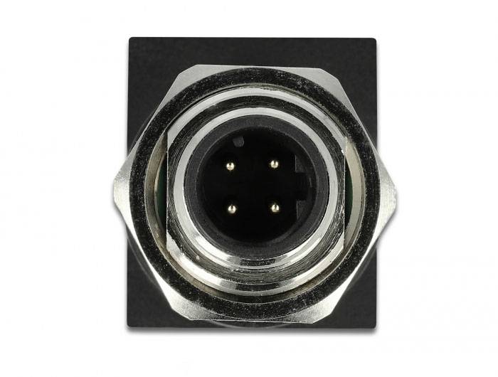 Delock M12 / RJ45 Networks Adapter [1x M12 plug - 1x RJ45 socket] Black