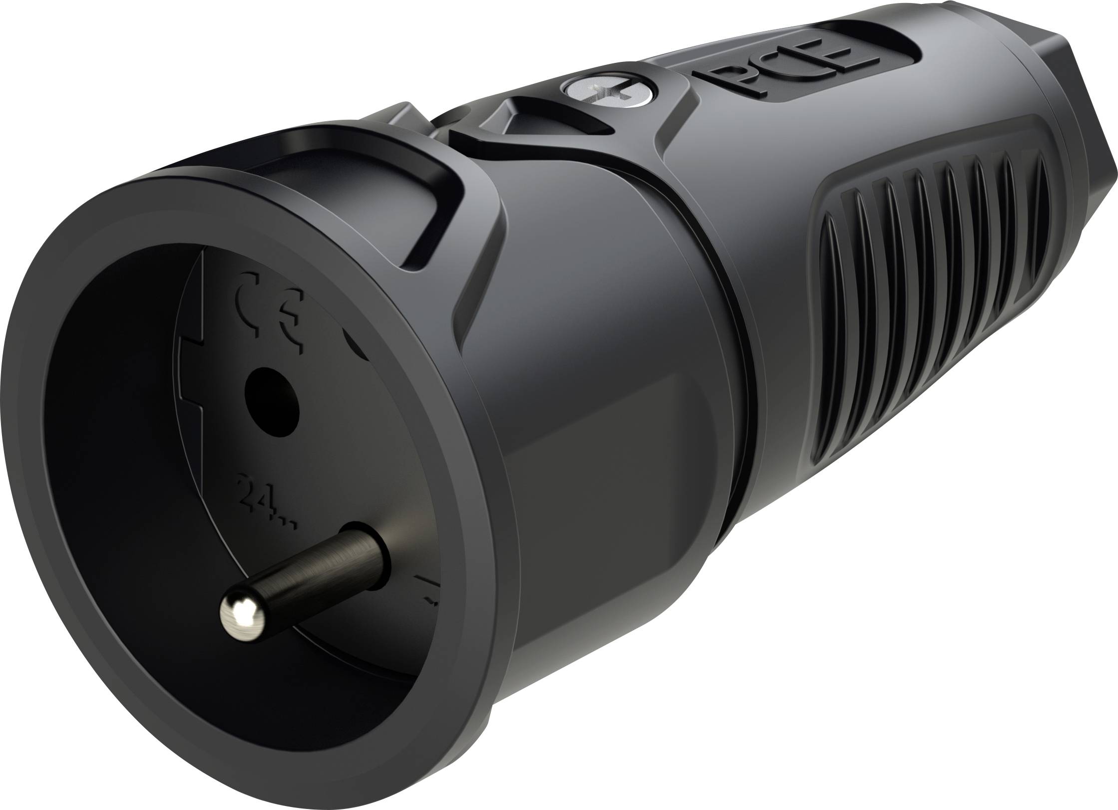 PC Electric 2410-ss Safety mains socket Rubber 250 V Black IP20