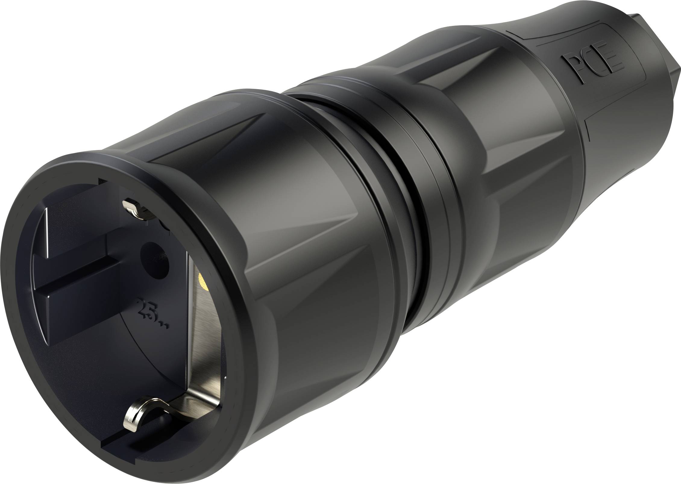 PC Electric 25710-ss Safety mains socket Plastic 250 V Black IP20