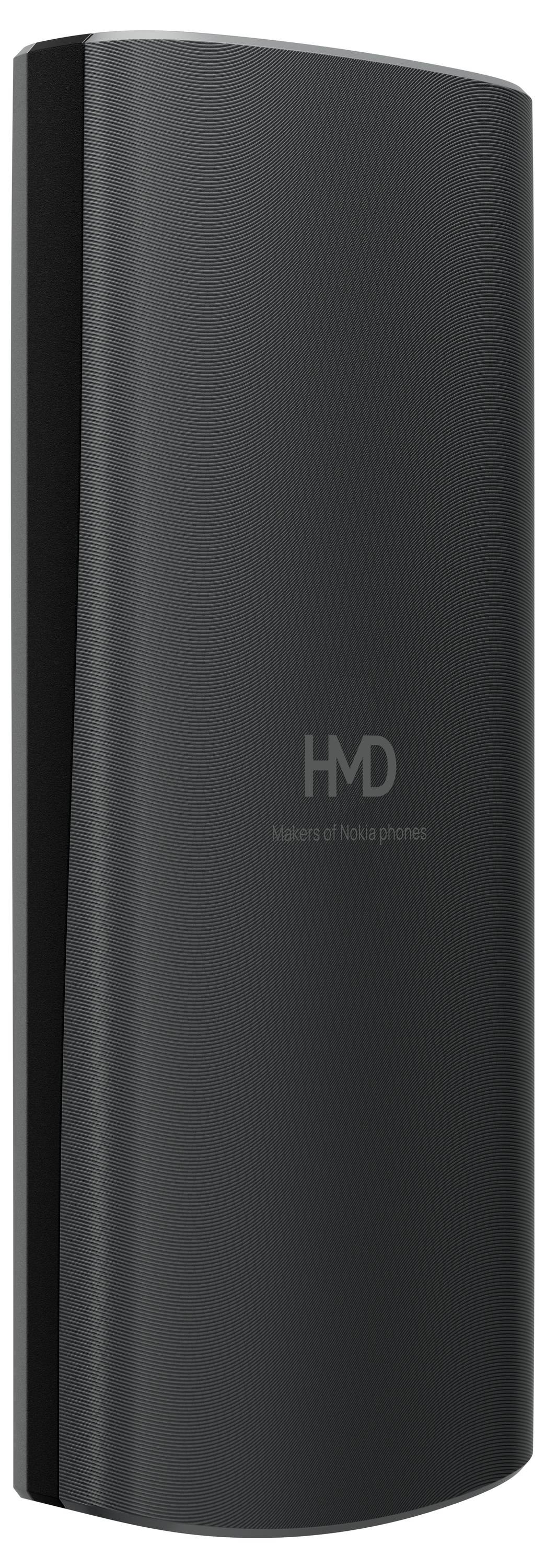 Black, slim power bank with 'HMD' logo; suitable for charging mobile devices on the go.