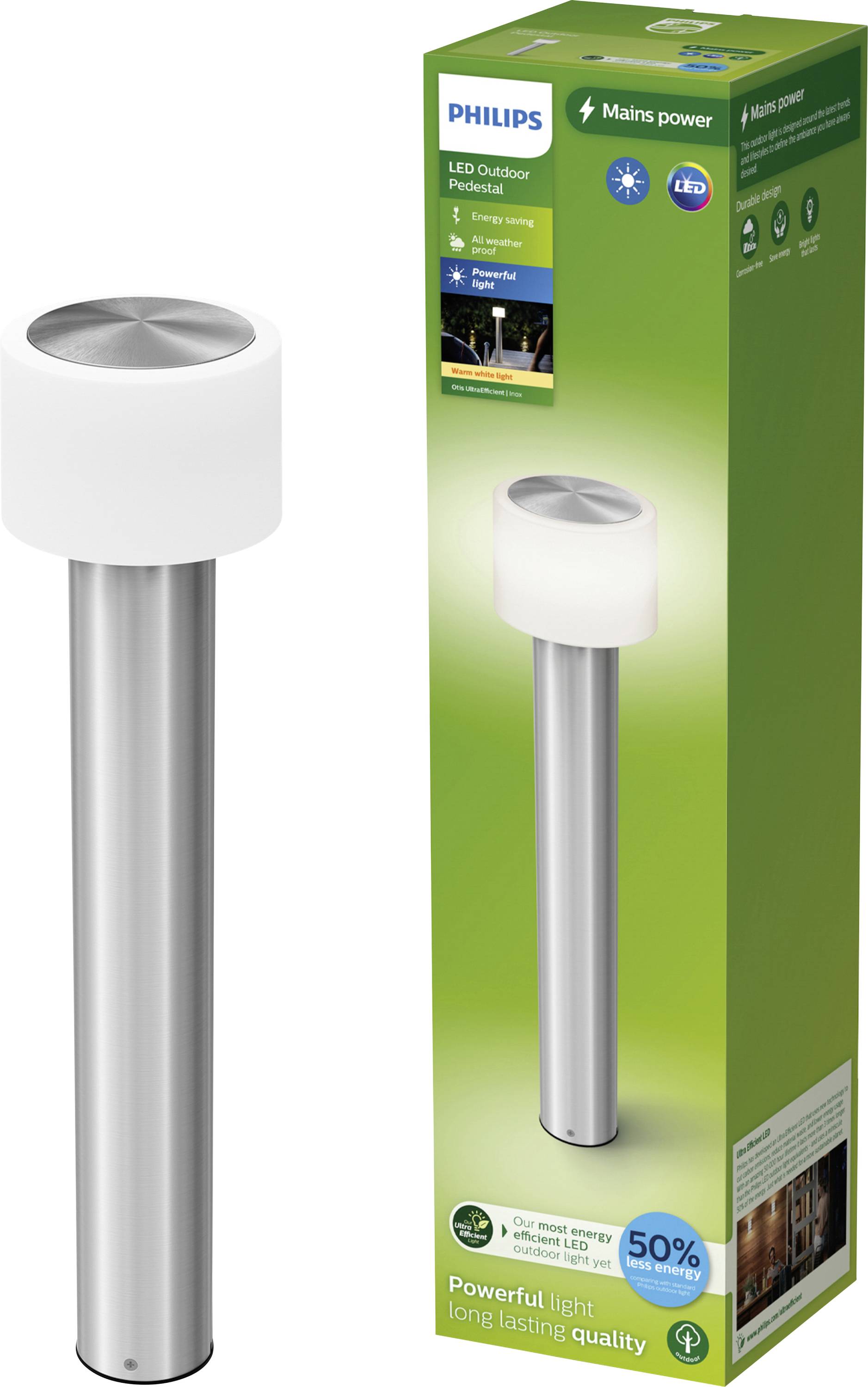 Philips LED 929004141101 Otis LED outdoor free standing light LED (monochrome) 4.3 W Stainless steel