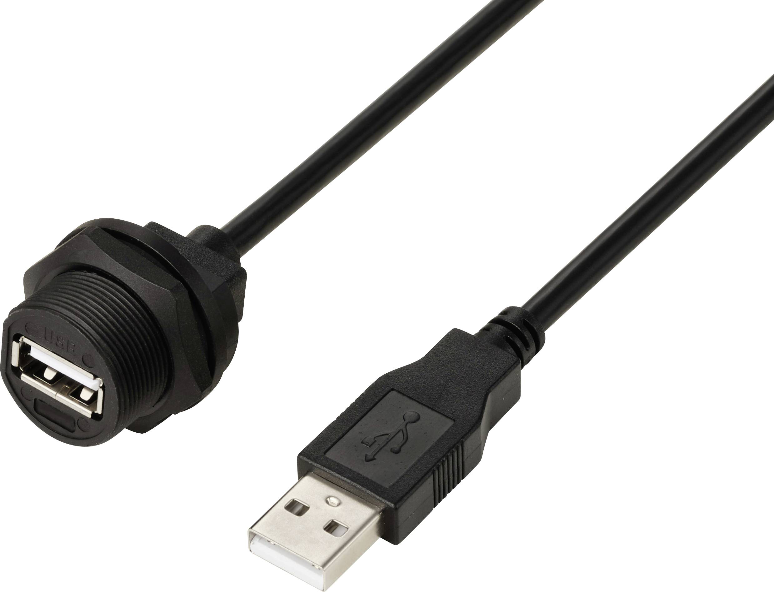 USB extension cable with male and female connectors. Ideal for extending USB connections in a wide variety of applications.