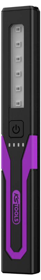 Black and pink LED stick lamp with five LEDs and an on/off switch in the centre. Suitable for workshop lighting.