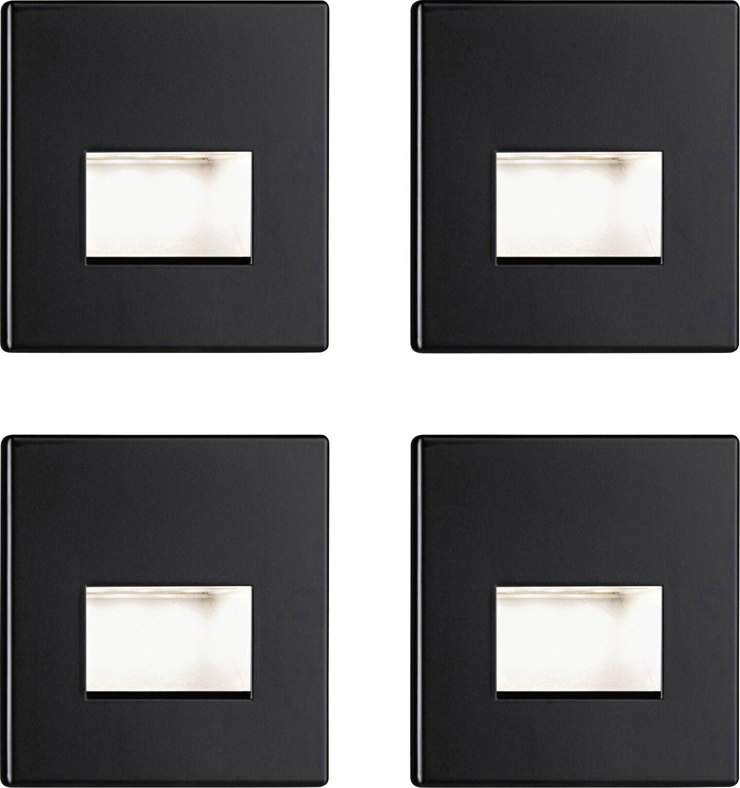 Paulmann 41308 Edge LED recessed wall light 4-piece set LED (monochrome) LED Black (matt)