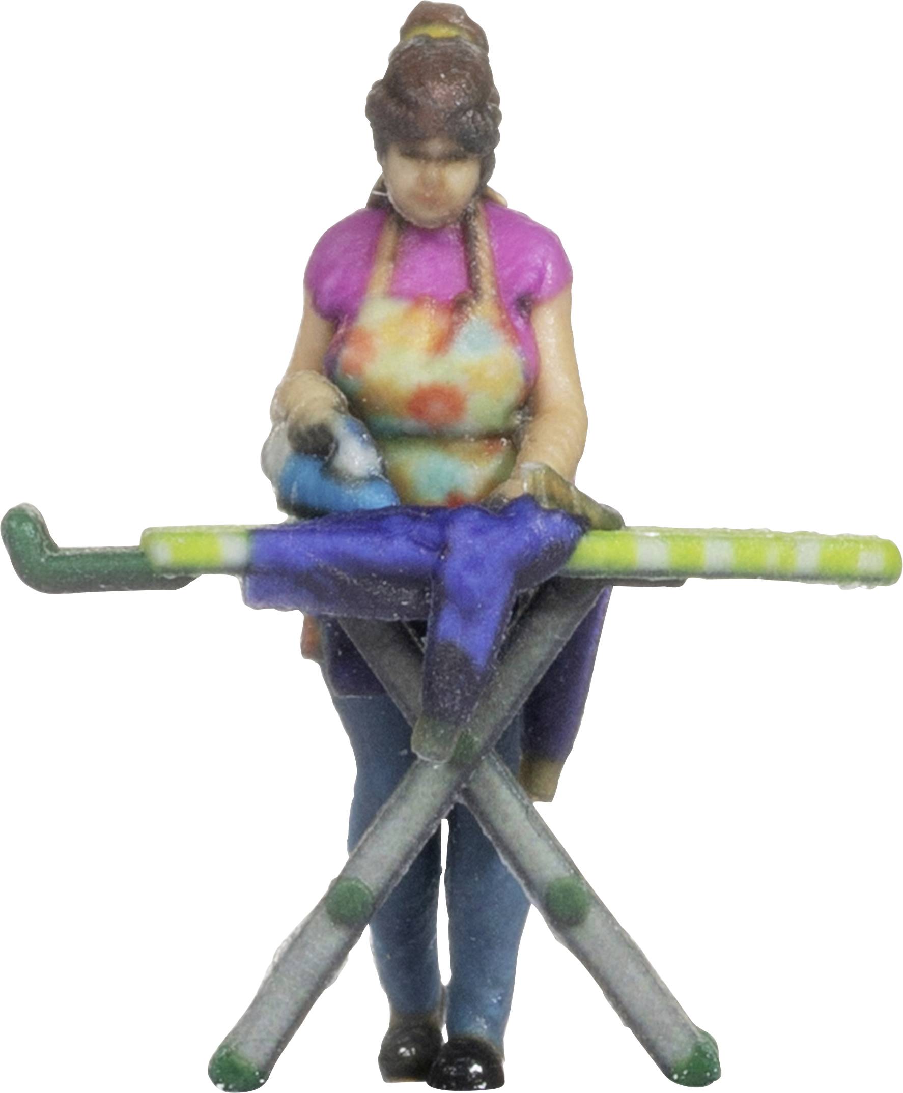 A woman is ironing a garment on an ironing board, focused on her housework.