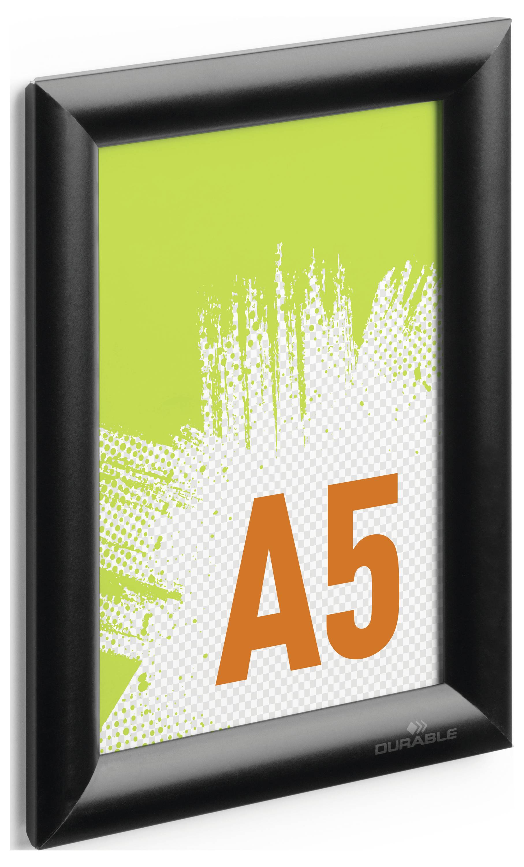 Black frame with green-white background and orange lettering 'A5'.