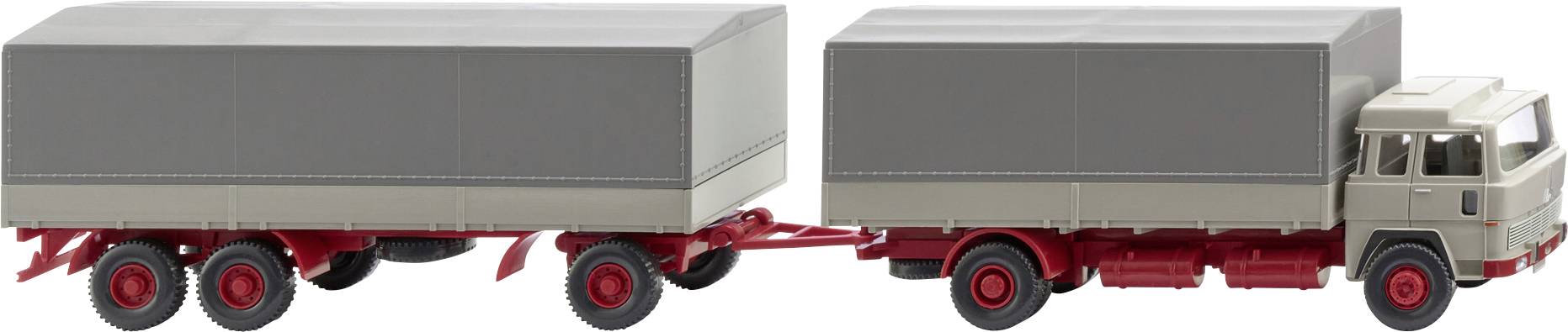 Wiking 045502 H0 HGV Magirus 235 D platform trailer, pebble gray