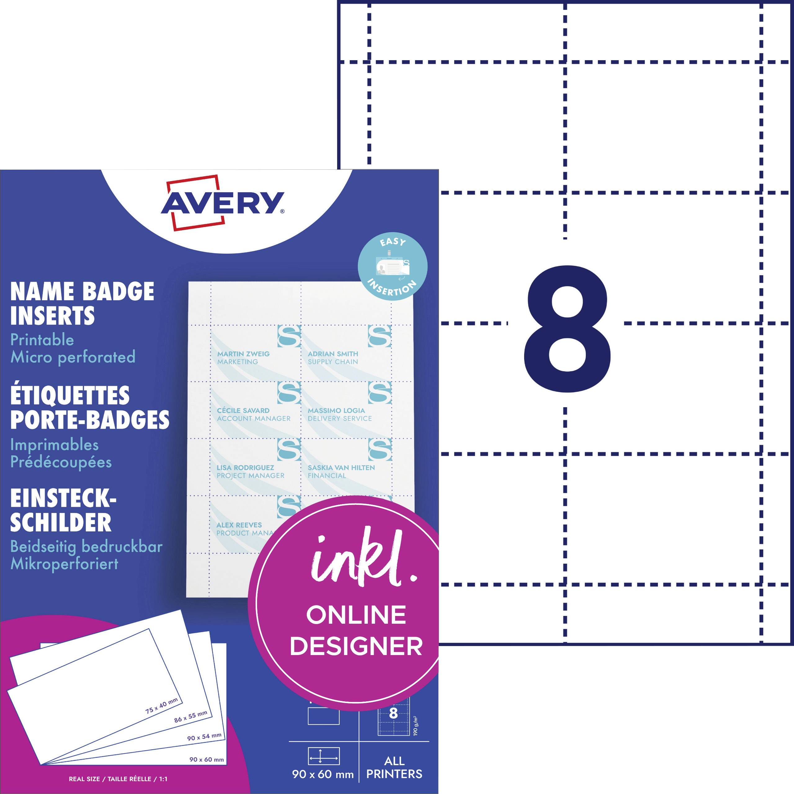 'Insert cards', micro-perforated, printable. Dimensions: 90 x 60 mm, 160 pieces, compatible with all printers. Model L4728-20.