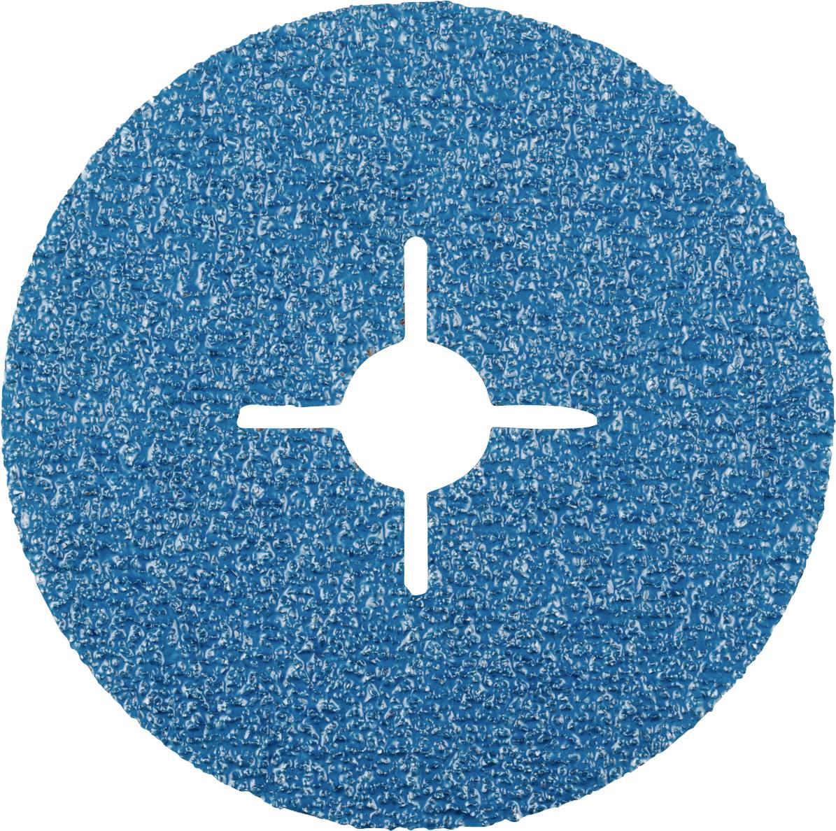 Blue grinding pad with a central cross-shaped recess, used for grinding materials.