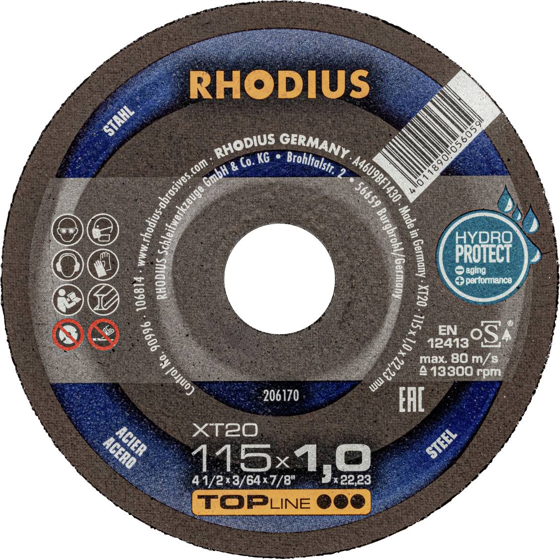 Rhodius 206170 Cutting disc (straight) 115 mm Steel