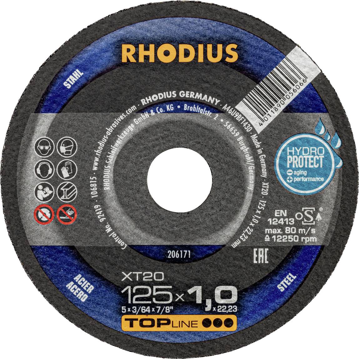 Rhodius 206171 Cutting disc (straight) 125 mm Steel