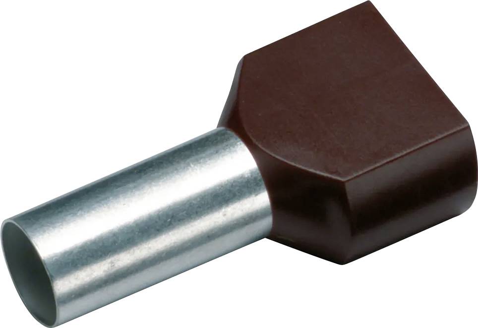 A metal tube with a brown plastic head, probably an electrical cable end ferrule for cable connection.