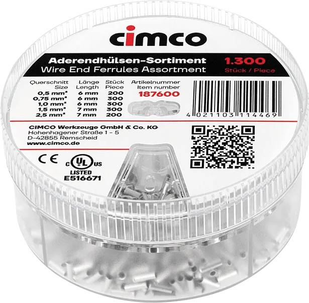 Cimco 187600 Ferrule set Partially insulated 1 Set