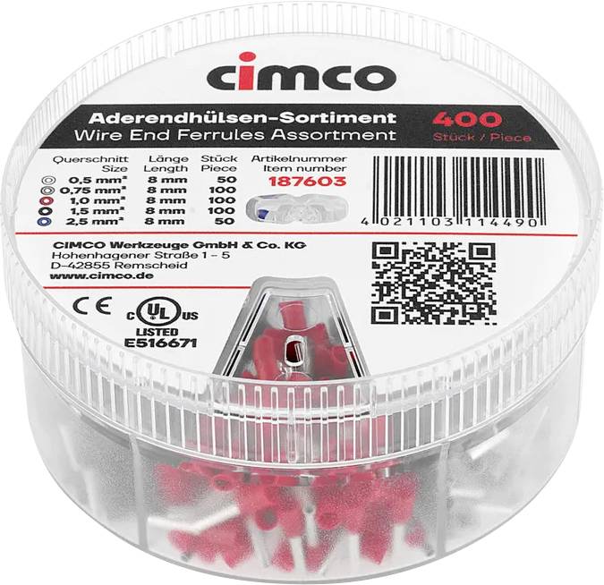 Cimco 187603 Ferrule set Partially insulated 1 Set