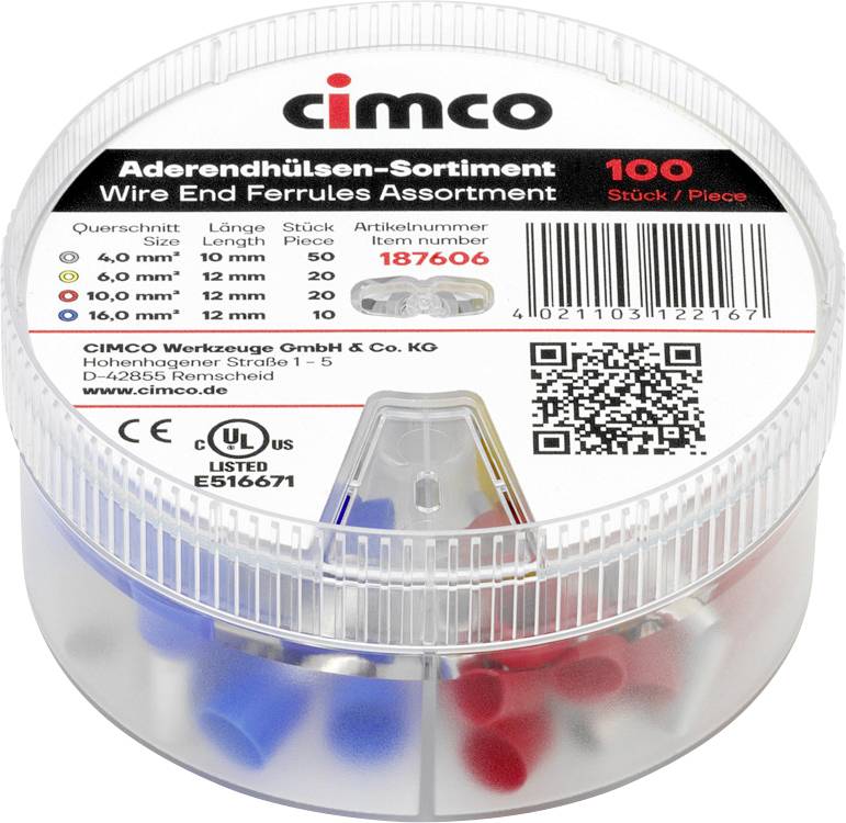 Cimco 187606 Ferrule set Partially insulated 1 Set