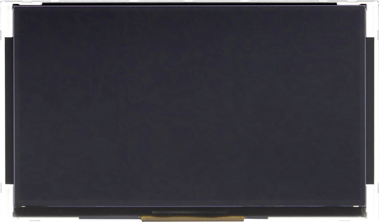 A switched-off television or screen displays an empty, black surface without any visible details or content.