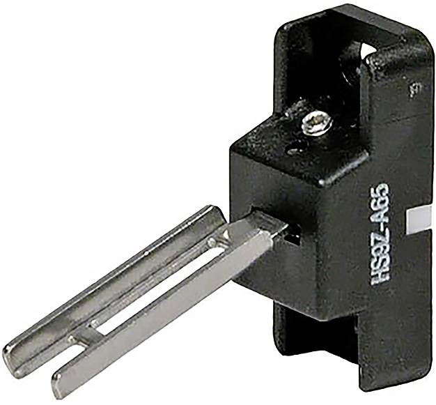 Optoelectronic sensor switch with plastic housing and two metal prongs for light beam interruption, Model 'H972-065'.
