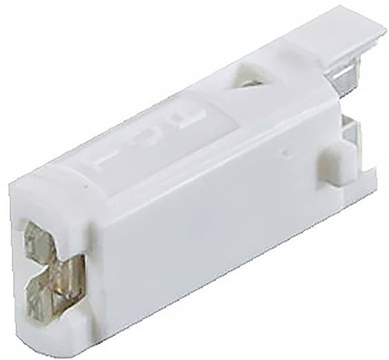 White electrical fuse in close-up.