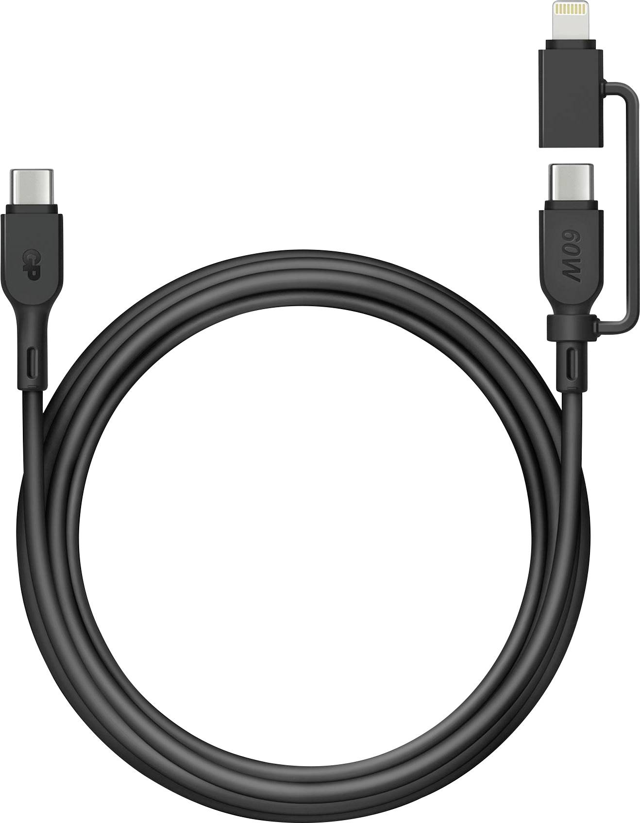 GP USB cable USB-C®, Apple Lightning plug 1.50 m Black GPCBCXBPBKUSB964