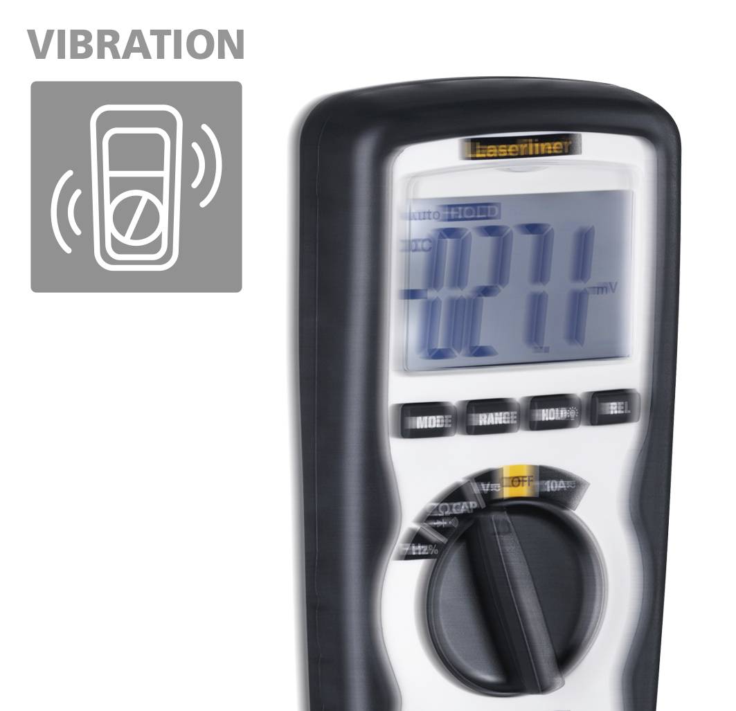 A laser measuring device shows the value '0.271'. In the top left of the image is a symbol for 'vibration'.