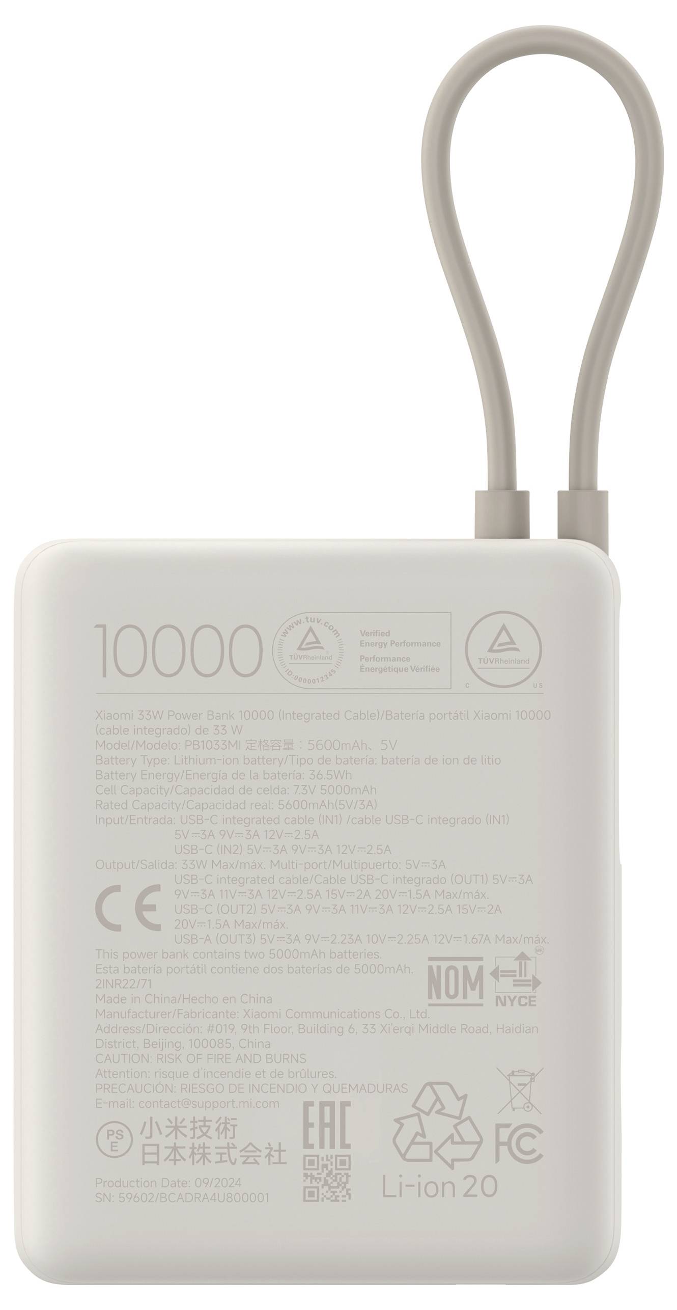 Xiaomi PB1033MI Power bank 10000 mAh Li-ion White (matt)