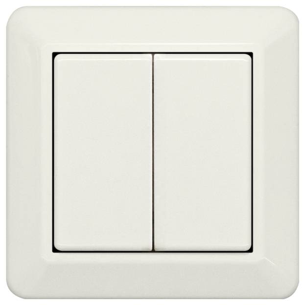 Two white toggle switches in a rectangular frame.