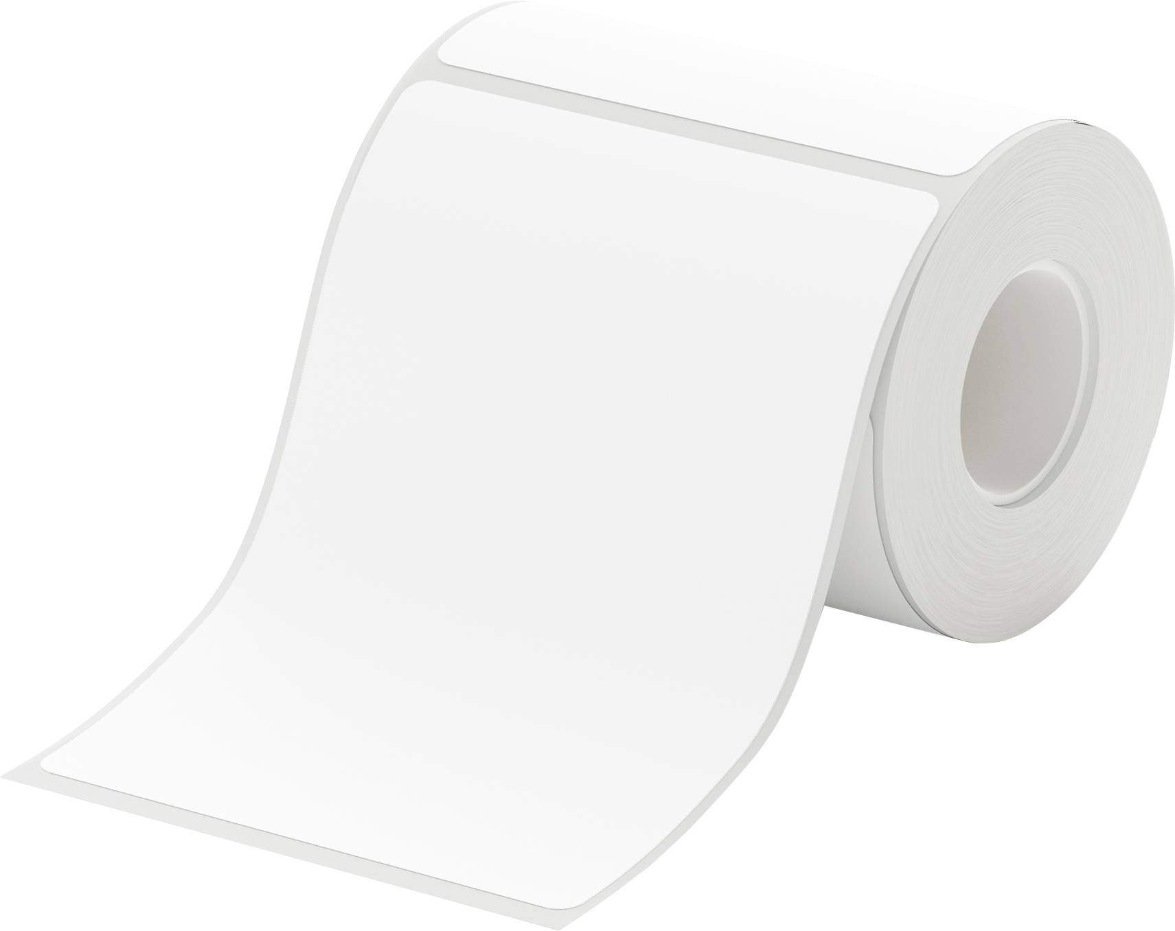 A roll of white, rectangular labels.