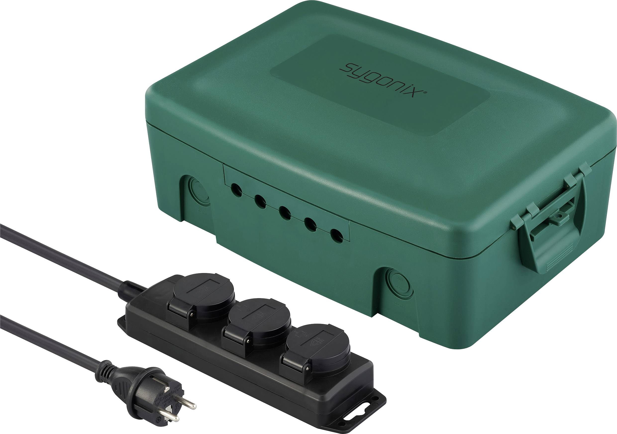 Sygonix SY-6797950 Distribution box 3x Green, Black Child safety