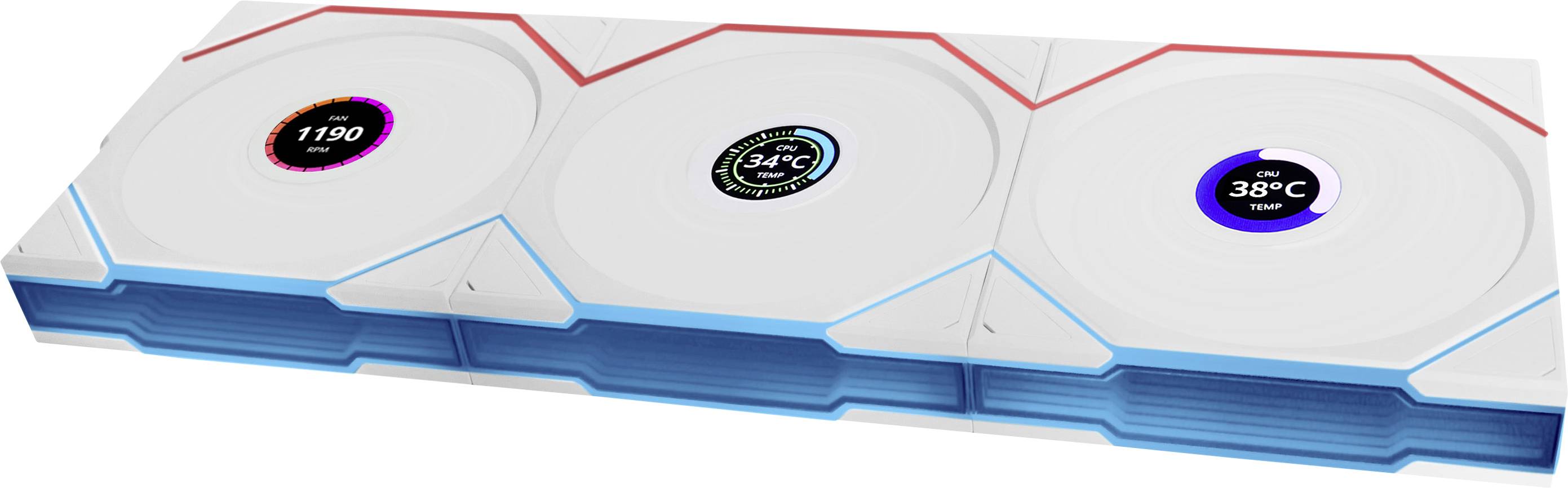 Lian Li Lian Li UNI FAN TL Wireless LCD Lüfter, ARGB, PWM, 3er-Pack inkl. Controller PC fan White (W x H x D) 120 x 28 x 124 mm