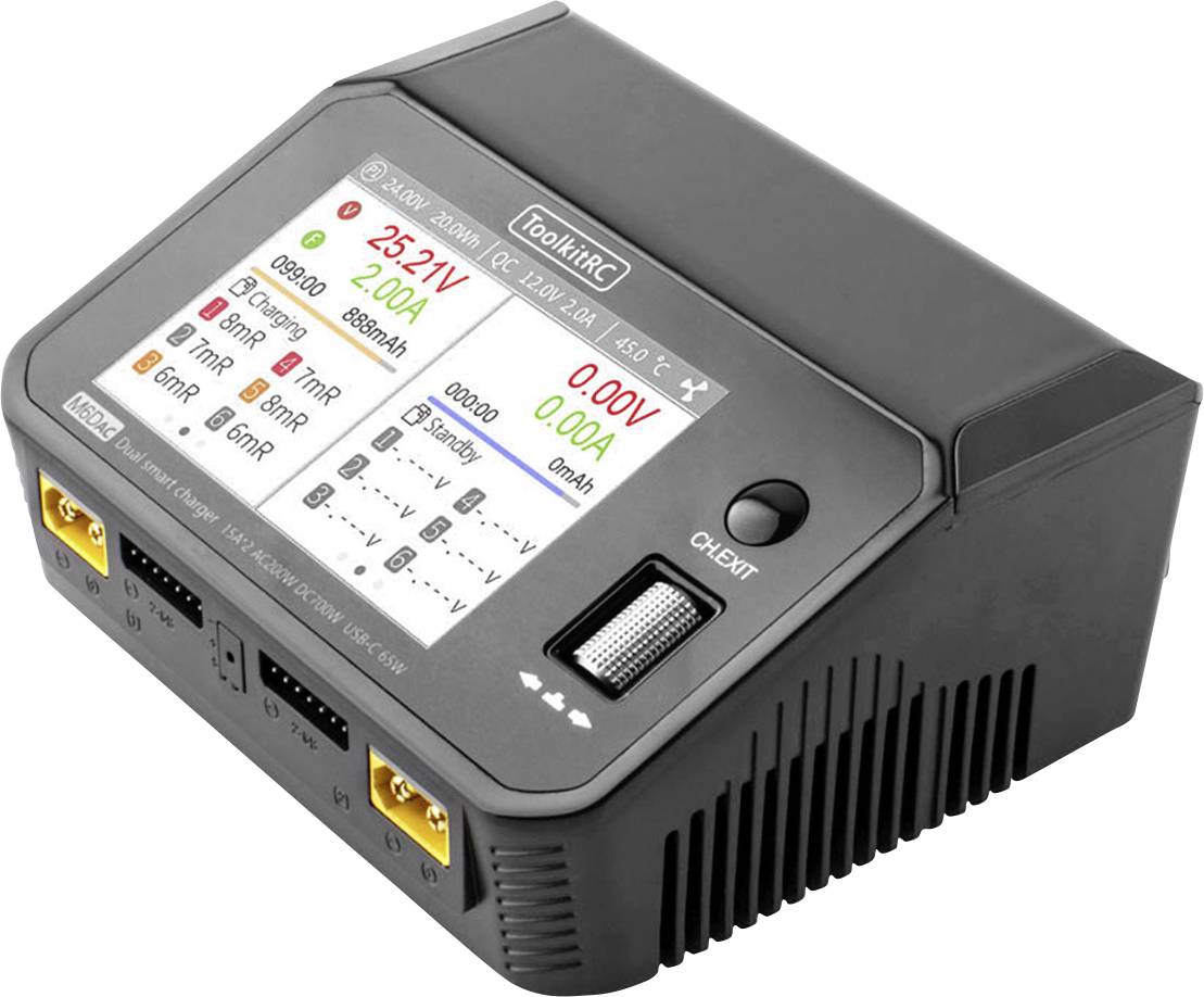 Toolkit RC M6DAC Scale model battery charger 25 A LiPolymer, LiFePO, Li-ion, LiHV, Lead-acid, NiCd, NiMH