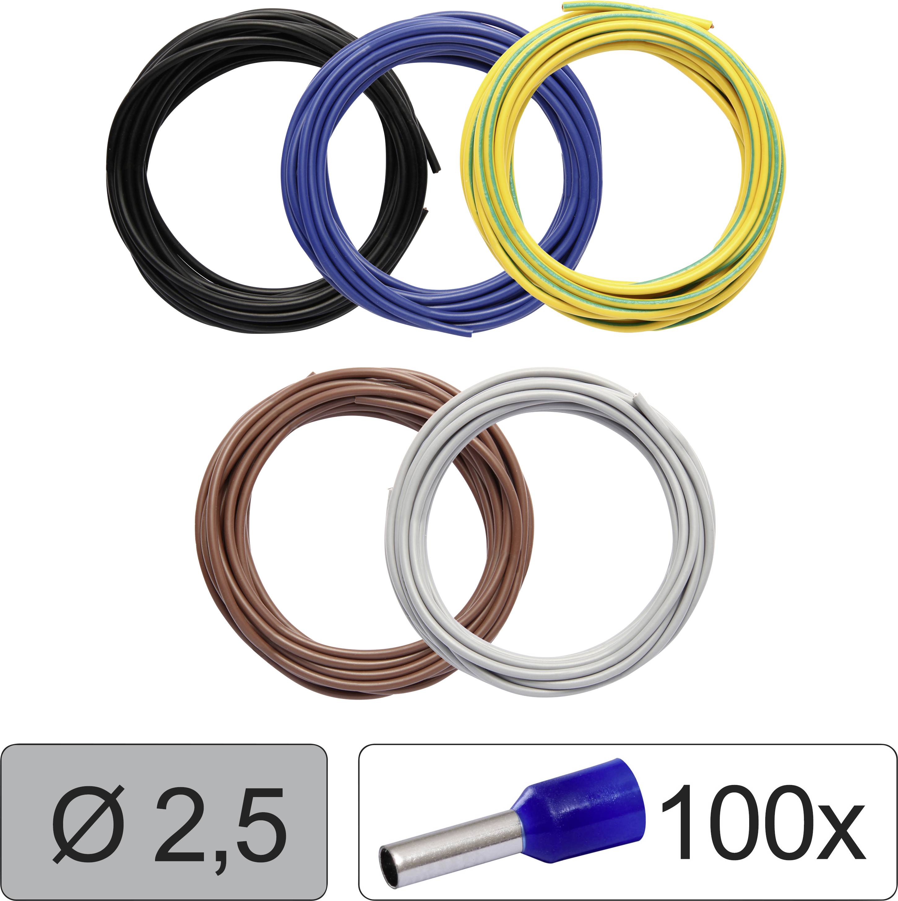 Quadrios 25CW119 Wire LiFY 2.5 mm² Black, Blue, Yellow-green, Brown, Grey 1 Set