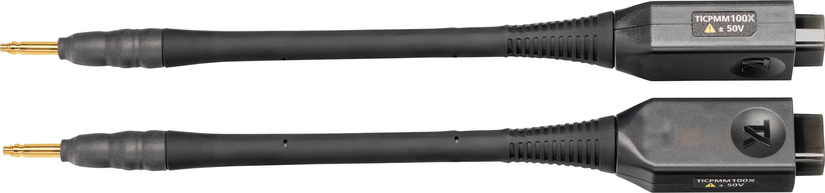 Two black measuring probes with metal tips, one shown from the side and one from above. The label 'Tektronix 150V' is visible.