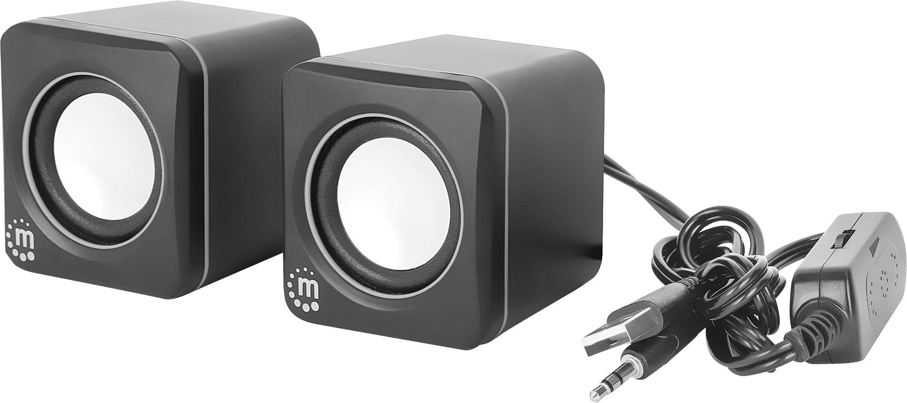 Manhattan PC speaker Corded, USB Black, Silver