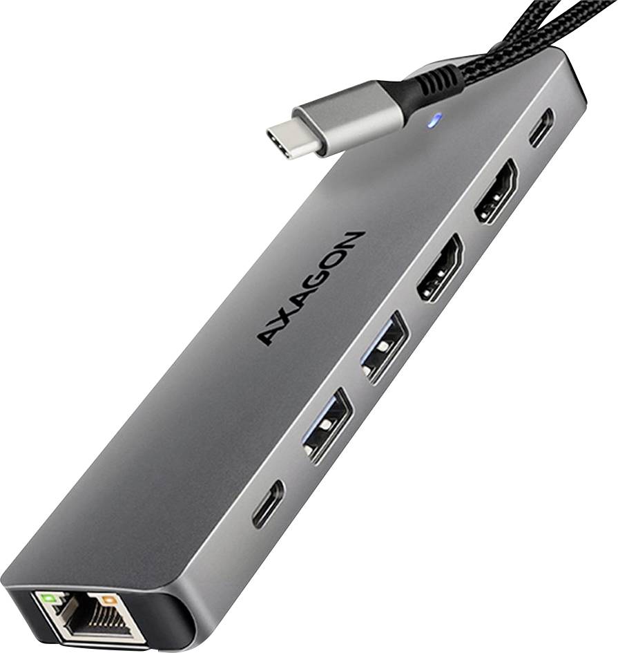 A USB-C hub with multiple ports, including HDMI, USB-A, and Ethernet, for enhanced connectivity and data transfer.