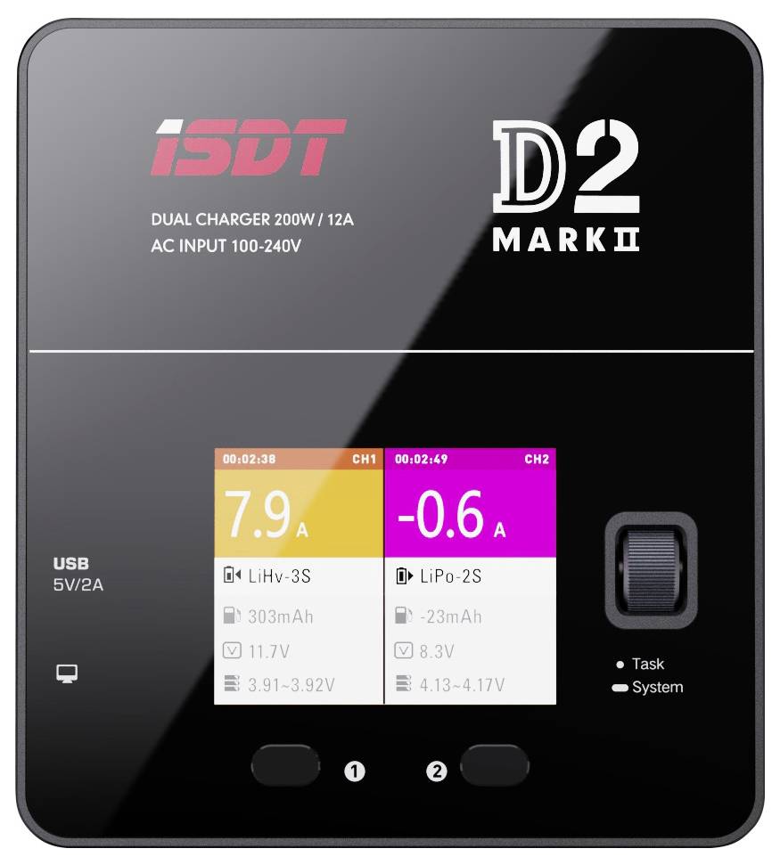 ISDT D-2 MARK2 Scale model multifunction charger 12 A LiPolymer, Li-ion, LiFePO, LiHV, NiMH, NiCd, Lead-acid