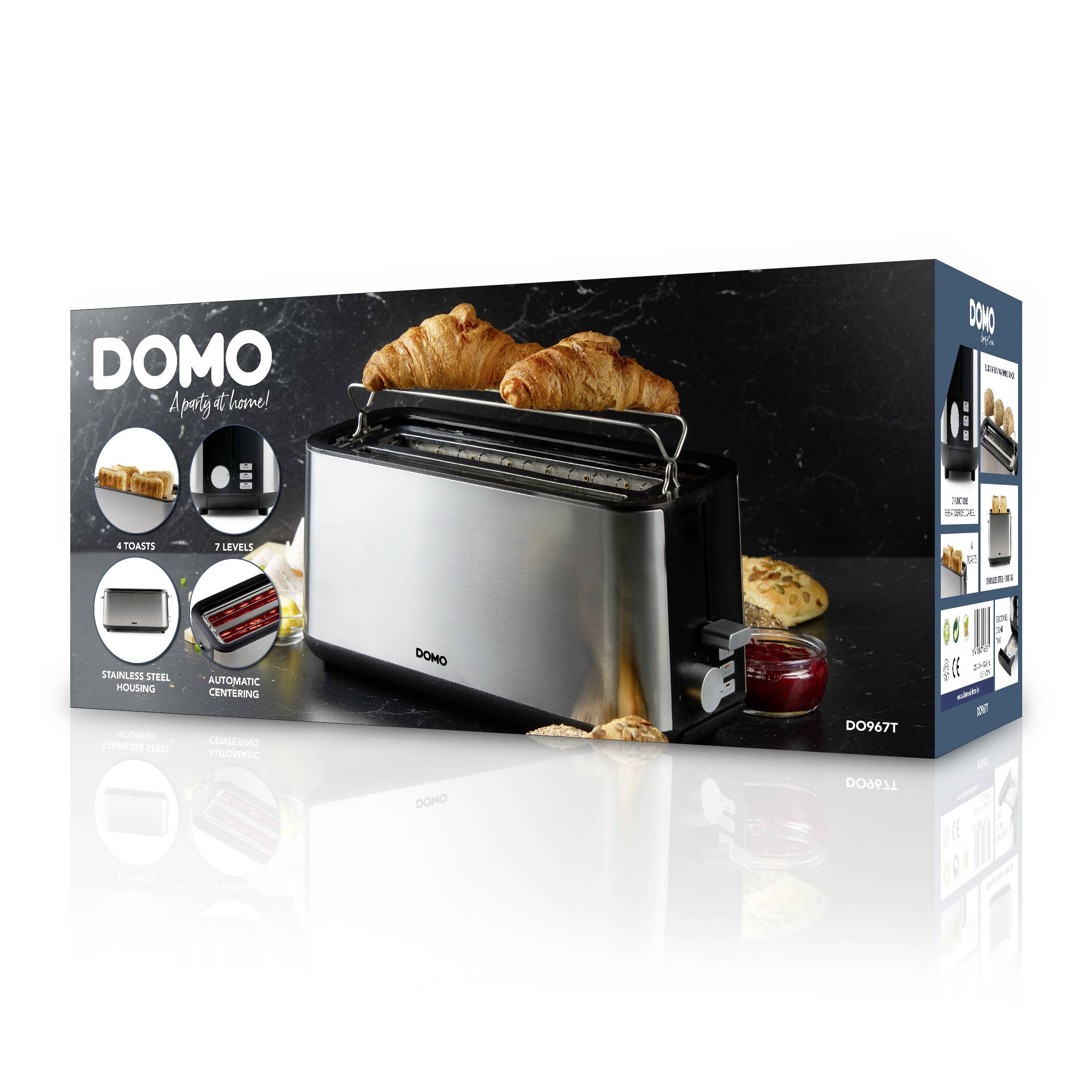 DOMO TOASTER 2 Schlitze für 4 Toasts Toaster