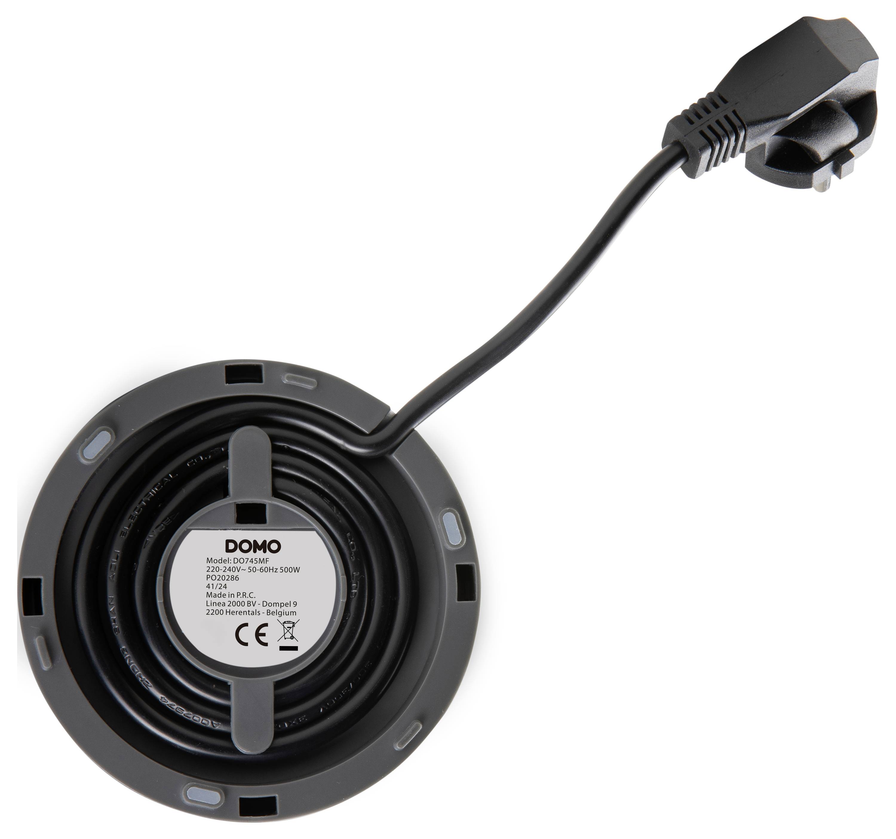 Electrical device base with power cable and plug, suitable for a DOMO kitchen machine, model DO-9225M, 1500W.