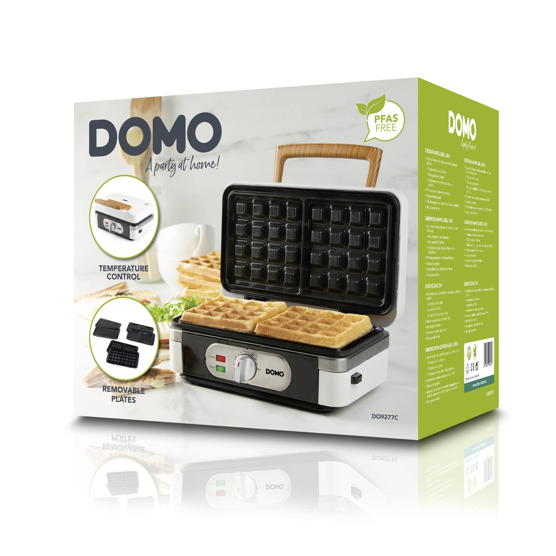 DOMO SANDWICH-WAFFEL-GRILL 3-IN-1 POWDER WHITE Sandwich maker White