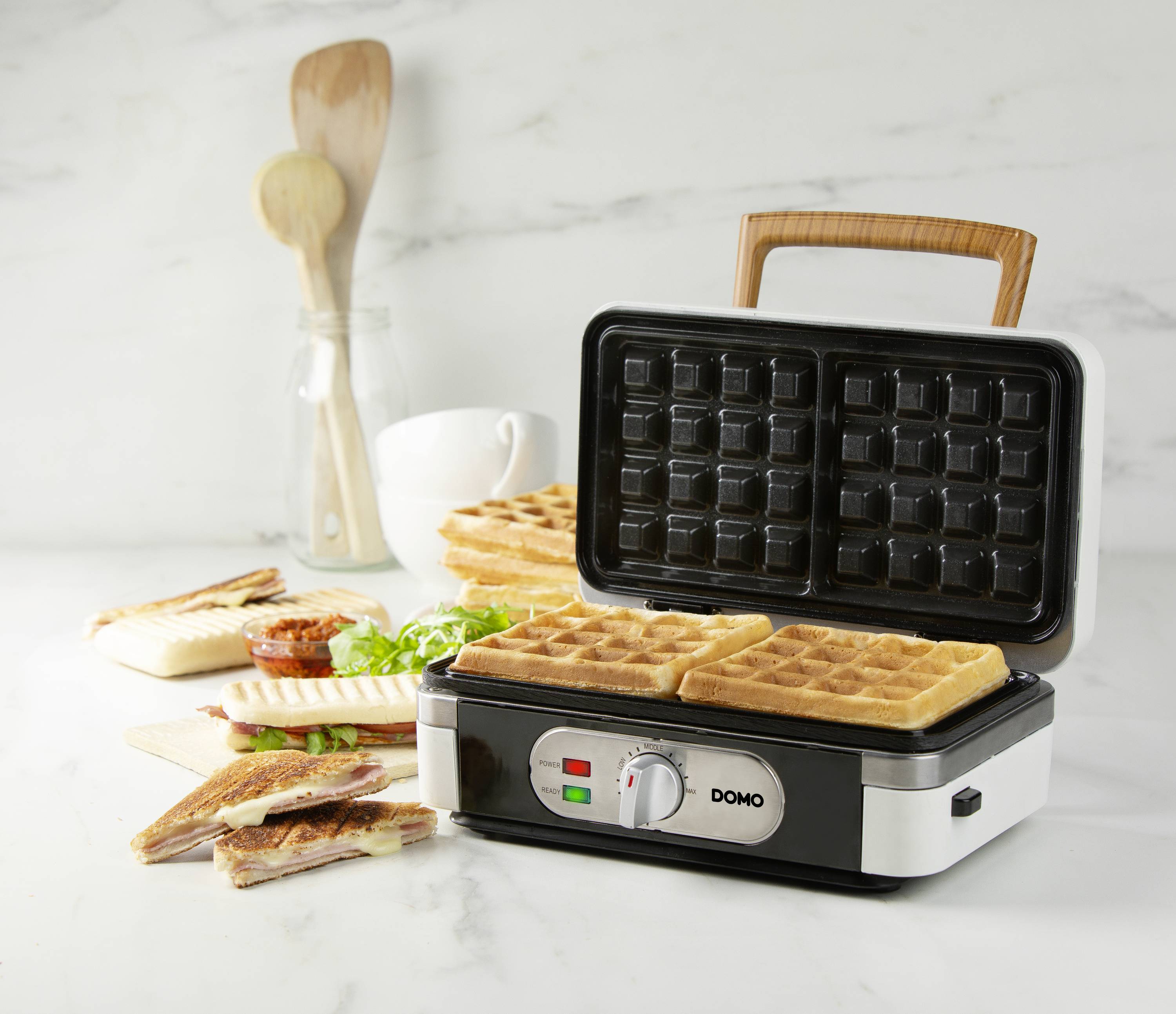 DOMO SANDWICH-WAFFEL-GRILL 3-IN-1 POWDER WHITE Sandwich maker White