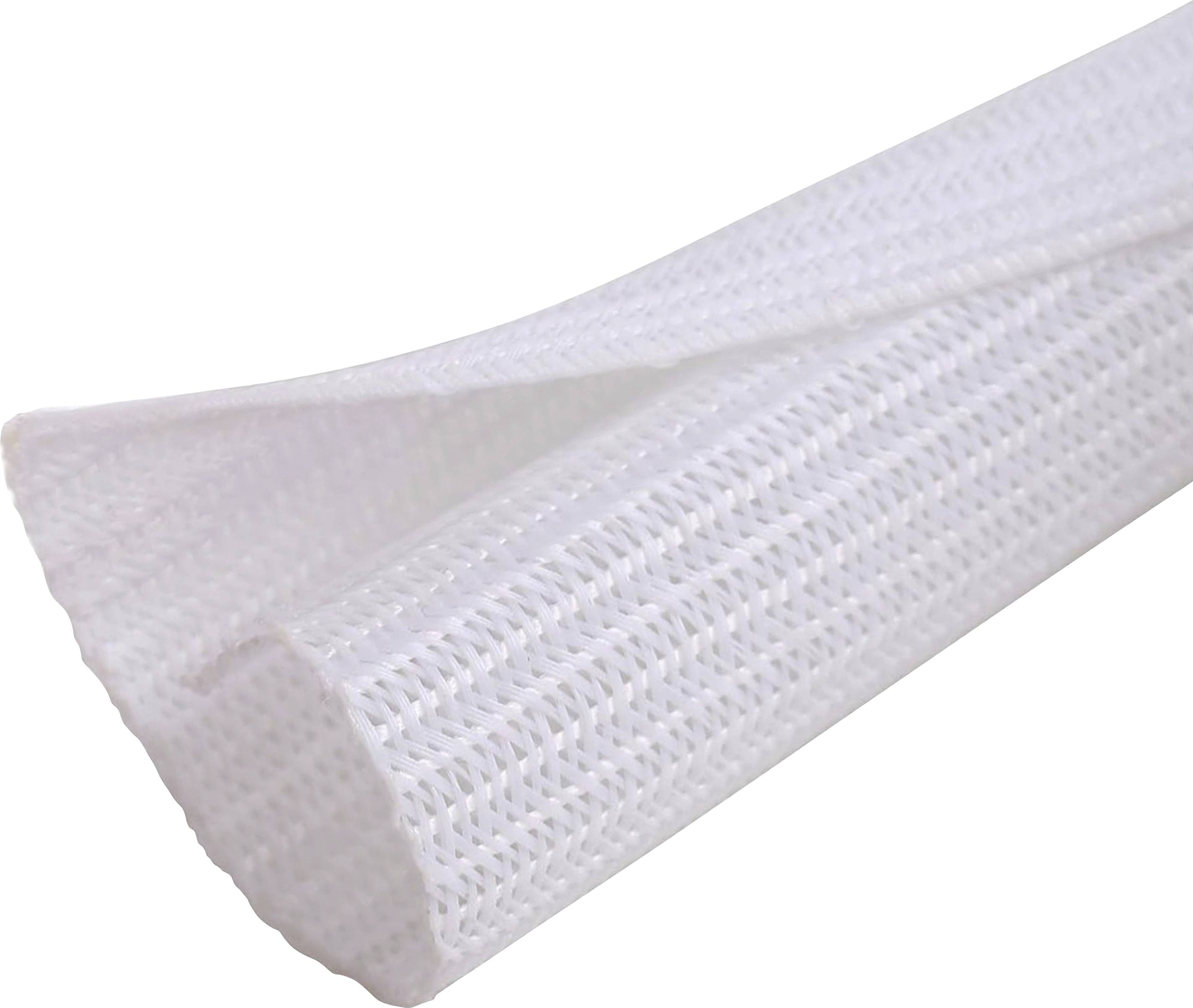 A white, woven textile structure, potentially a tube or protective material that could be used in industry.