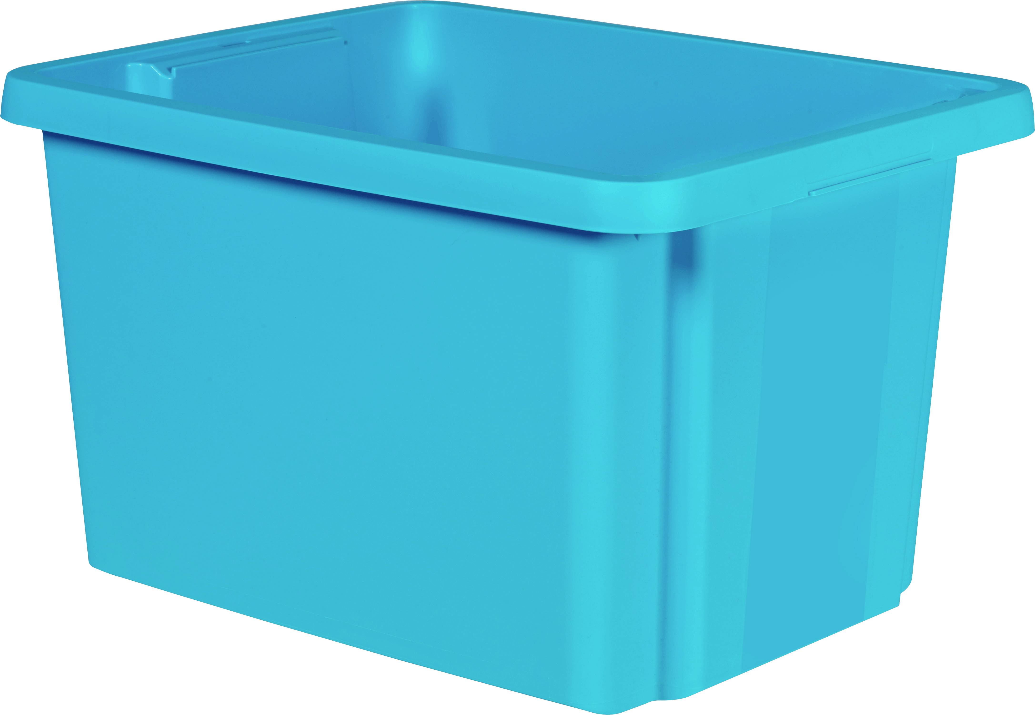 A large, blue plastic container with a lid, suitable for storage and organisation of items in the home or office.