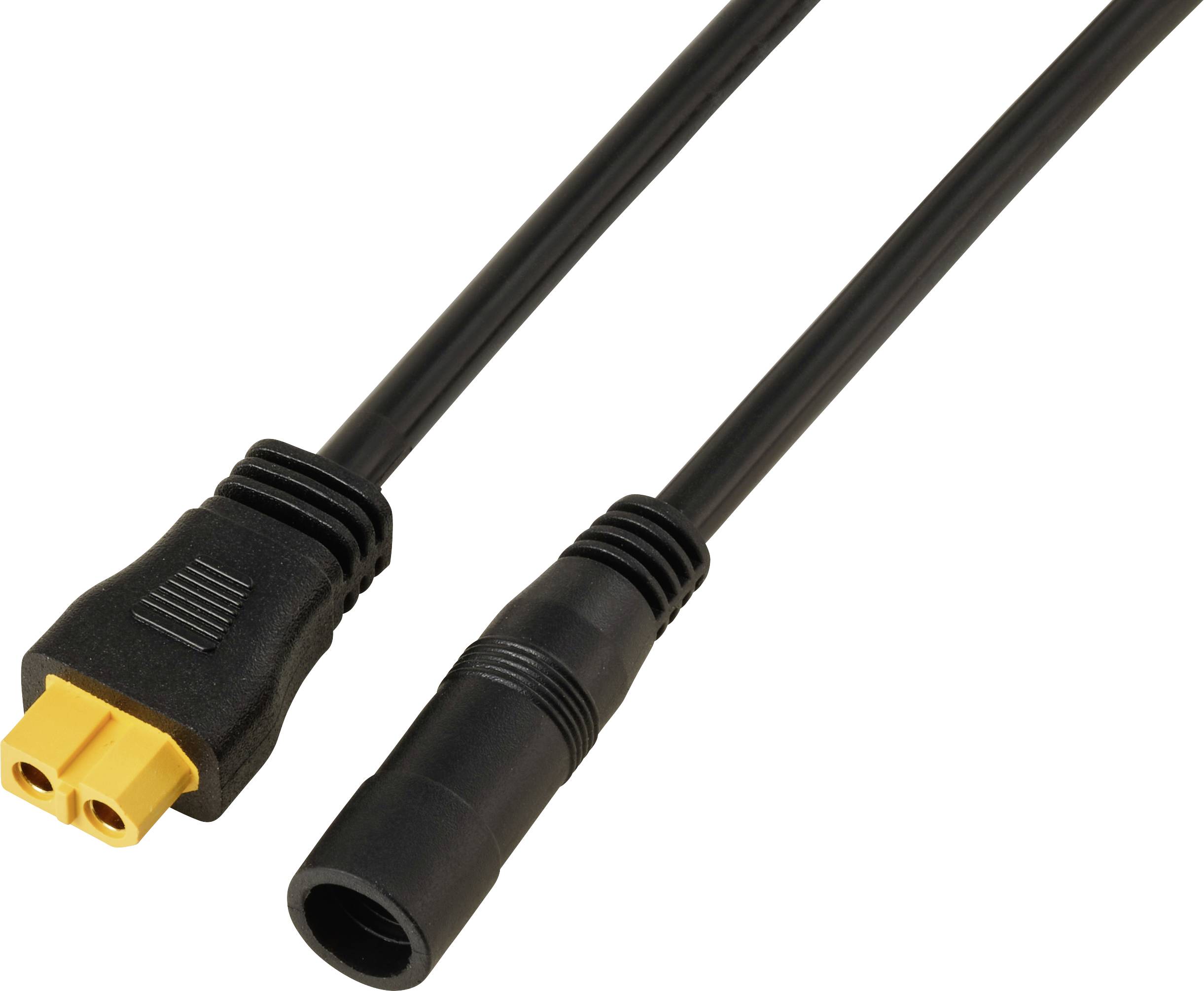 DC socket 2.1/5.5 mm to XT60 cable 0.5 M TC-13619292 Black TRU COMPONENTS Content: 1 pc(s)