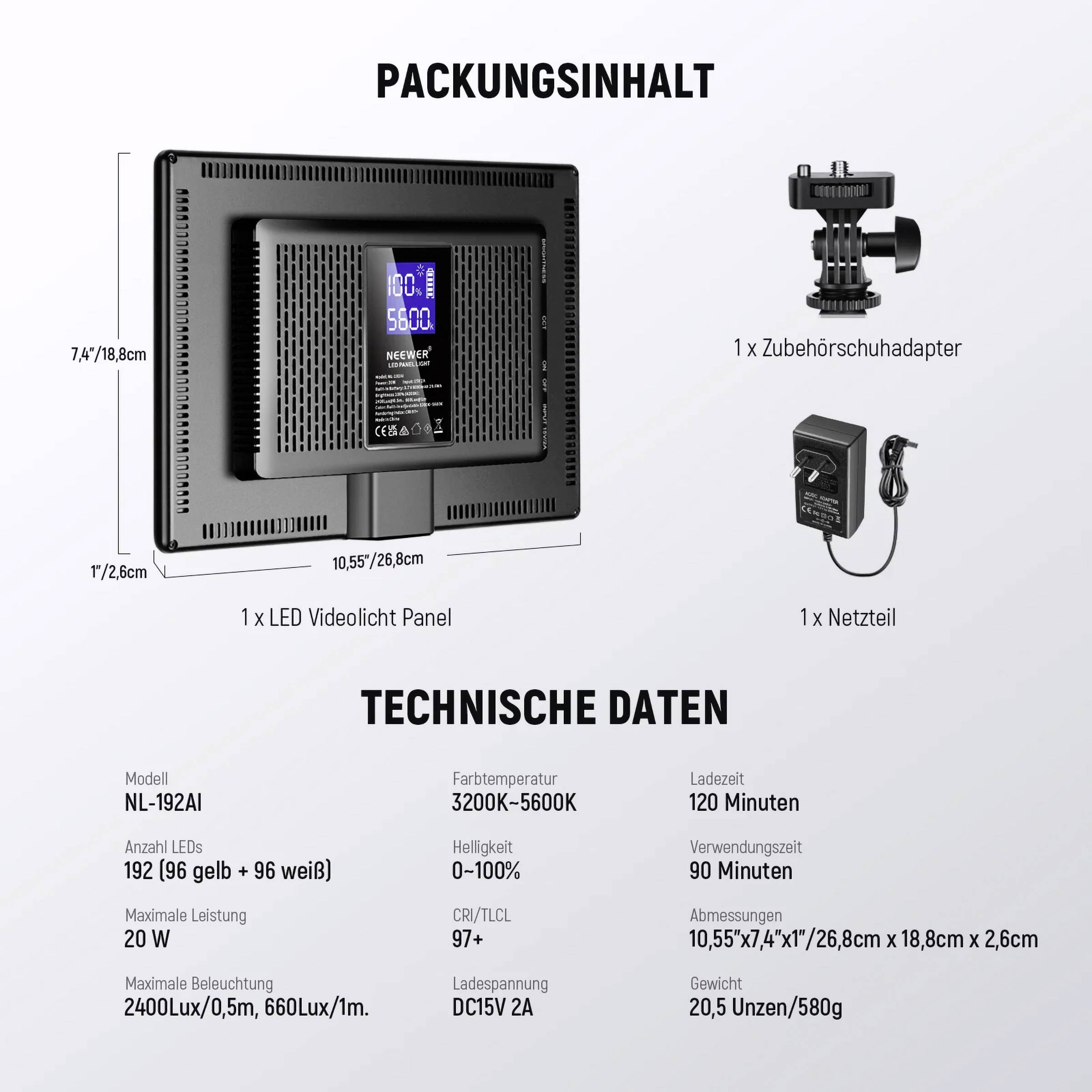 Neewer NL-192AI LED video spotlight