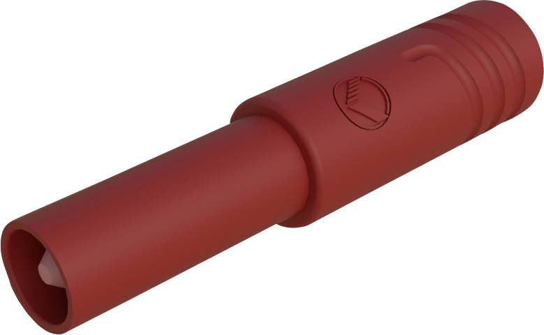 Red-rotary sweat connector with polished surface, cylindrically shaped, potentially for electrical connections.