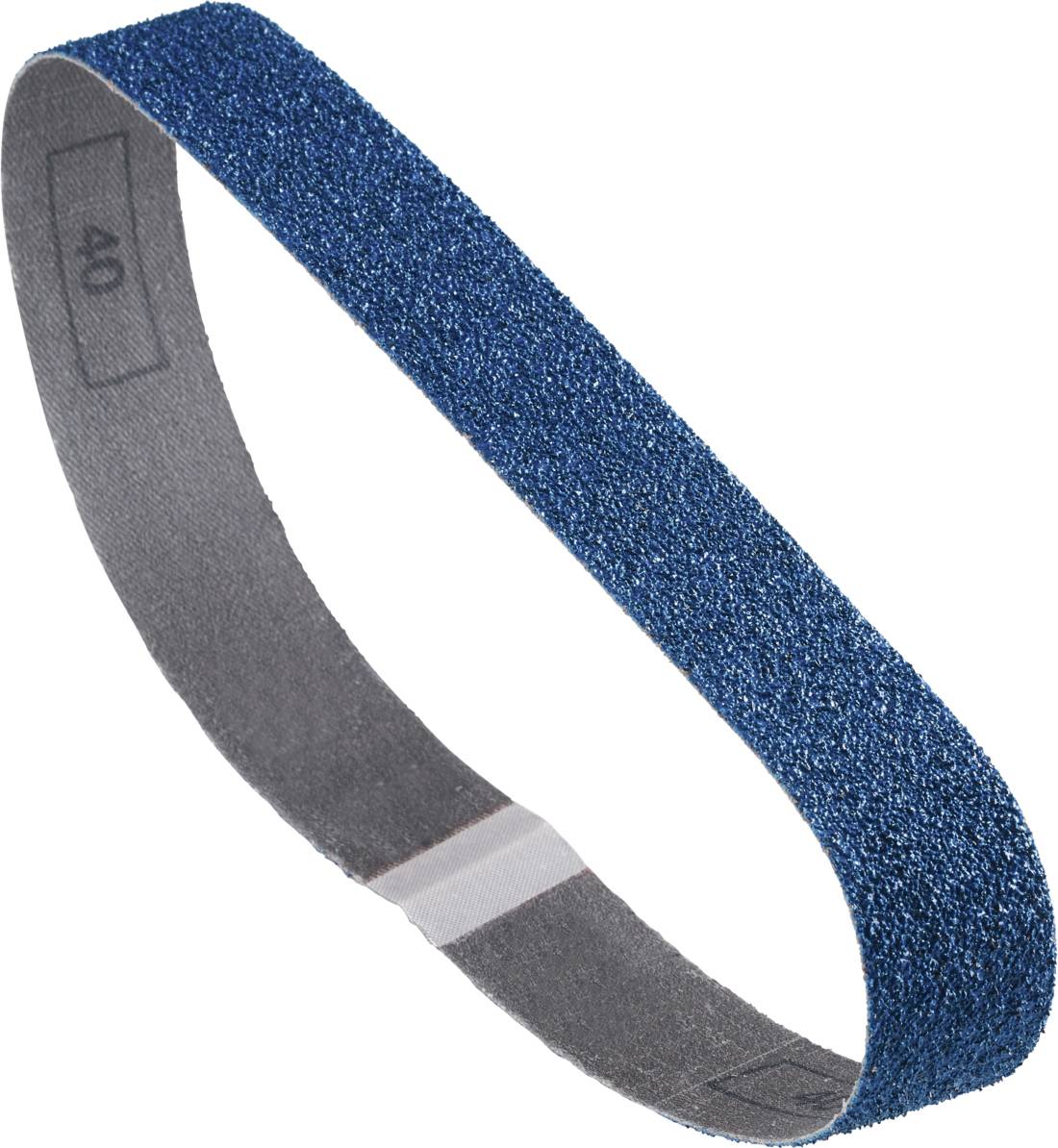 A blue sanding belt with a grit of 40. The belt is in an oval shape and suitable for sanding machines.
