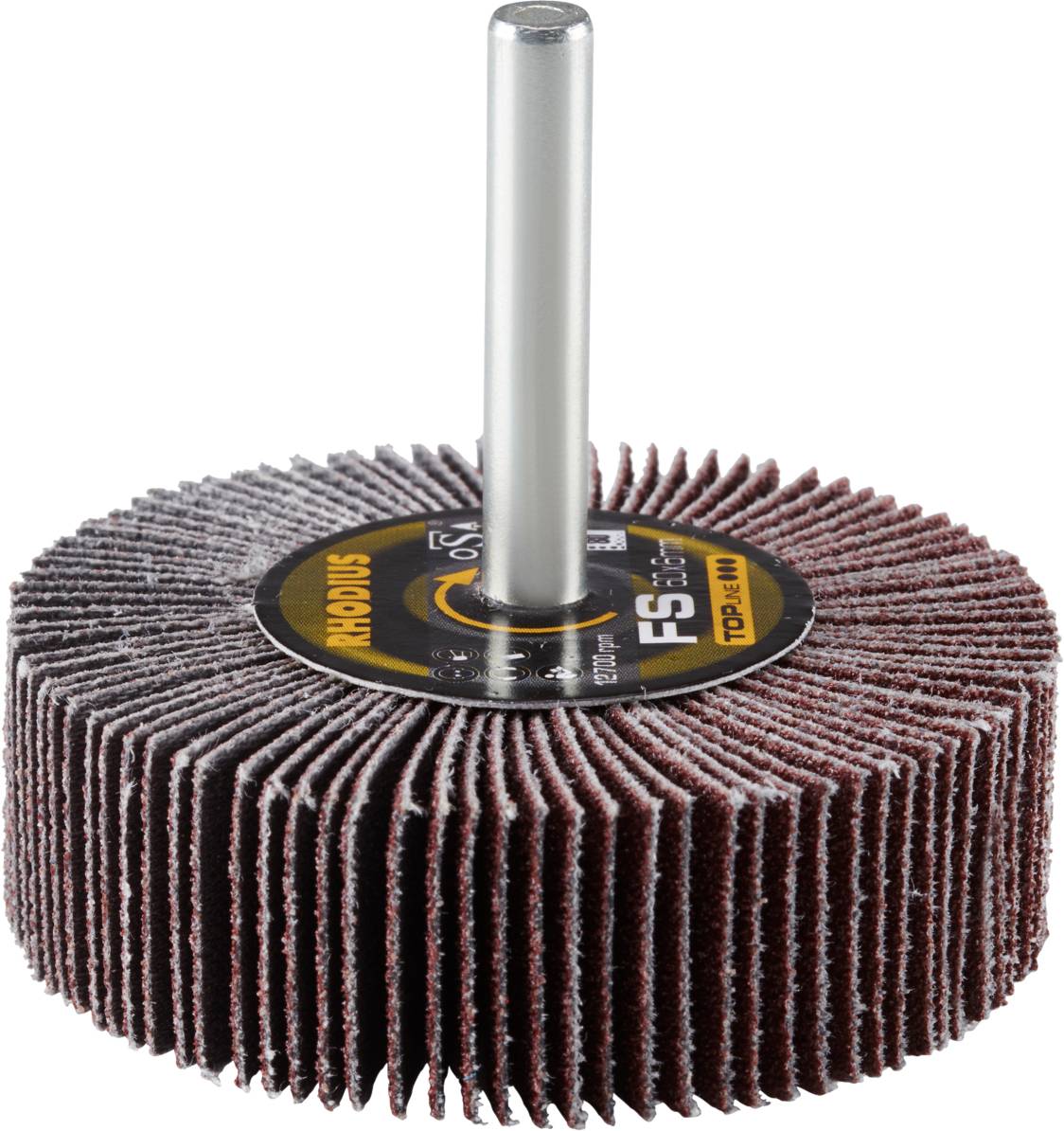 A floor mop with reddish-brown lamellae and a metal pin for machine surface processing.