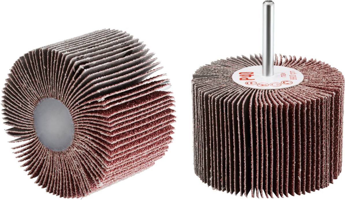 Two russet-brown grinding rollers with multiple segments, one positioned horizontally and one vertically, against a white background.